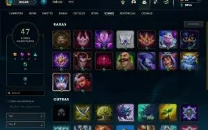 Platina 2 com 50 Champs e 5 Skins + 2 Fragmentos