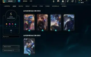 Platina 2 com 50 Champs e 5 Skins + 2 Fragmentos