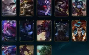 Gold IV, todos campeões habilitados, honra lvl 3, 105 skins