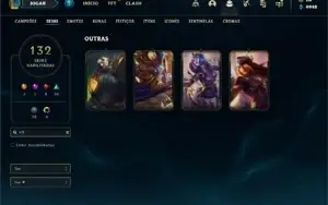 Conta ouro 1 com 145 Champs e 132 Skins + 9 Fragmentos