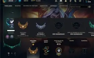 Conta ouro 1 com 145 Champs e 132 Skins + 9 Fragmentos