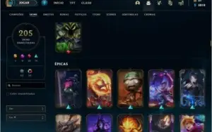 ACC LOL/ PLAT 2/ 205 SKINS(9 MÍTICAS)/10 GEMAS/ALL CHAMPS