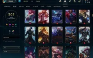 ACC LOL/ PLAT 2/ 205 SKINS(9 MÍTICAS)/10 GEMAS/ALL CHAMPS