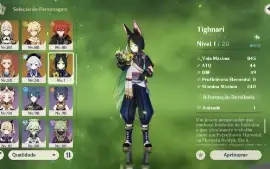 Conta Genshin 16 personagem T5  e 8 armas T5