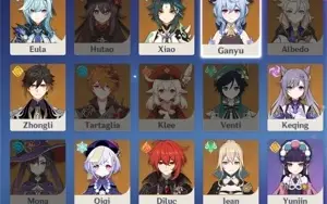 Conta Genshin Impact AR55, Ganyu,Xiao,Zhong, Eula, pity 65