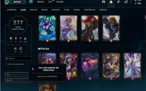 Conta bronze 1 com TODOS os champs e 277 Skins + 3 Prestigio