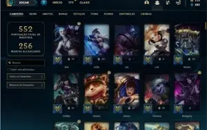 Conta bronze 1 com TODOS os champs e 277 Skins + 3 Prestigio