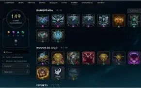CONTA LOL ATUAL PLAT 5 BORDA DE DIAMANTE +100 SKINS