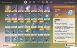 AR 40 Diluc e Klee + Catalisador 5 estrelas, Stamina full