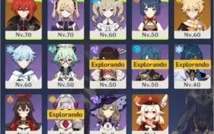 AR 40 Diluc e Klee + Catalisador 5 estrelas, Stamina full
