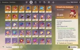 AR 40 Diluc e Klee + Catalisador 5 estrelas, Stamina full