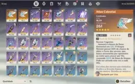 conta genshin ar 49 klee + 2 atlas, zhongli, venti e keqing