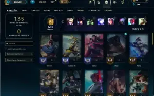 Unranked com 55 Champs e 6 Skins + 4 Fragmentos