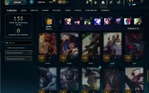Unranked com 55 Champs e 6 Skins + 4 Fragmentos