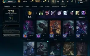 Platina 1 com 70 Champs e 35 Skins + 100 Espolios