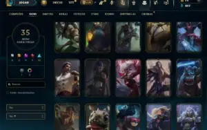 Platina 1 com 70 Champs e 35 Skins + 100 Espolios
