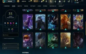Platina 1 com 70 Champs e 35 Skins + 100 Espolios