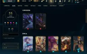 Platina 1 com 70 Champs e 35 Skins + 100 Espolios