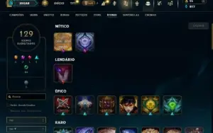 Platina 1 com 70 Champs e 35 Skins + 100 Espolios