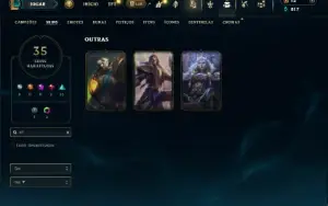 Platina 1 com 70 Champs e 35 Skins + 100 Espolios