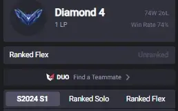 Acc D4 75% WR 64skins Caindo em queue MESTRE