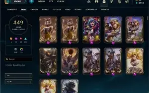 Conta ouro 4 com TODOS os champs e 449 Skins + 11 Prestigios