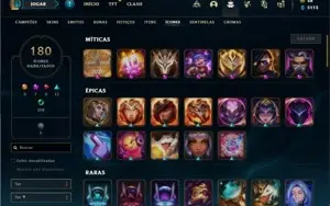 Conta ouro 4 com TODOS os champs e 449 Skins + 11 Prestigios