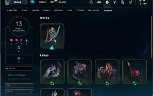 Conta ouro 4 com TODOS os champs e 449 Skins + 11 Prestigios