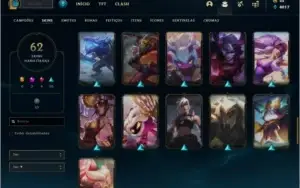 Conta Unranked com 75 champs e 62 skins