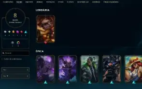 Lol Platina 1, Skin Lendária, 8 Skins No Total, Lvl 34