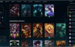 CONTA LEAGUE OF LEGENDS LEVEL 250 MUITAS SKINS