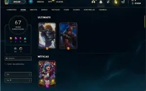 Conta unranked com 150 champs e 67 Skins