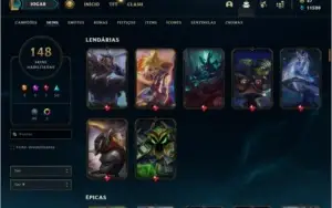 Conta ouro 4 com TODOS os champs e 148 skins