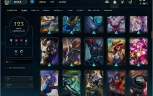 Conta unranked com 123 skins e TODOS os champs