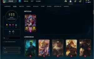 Conta unranked com 123 skins e TODOS os champs