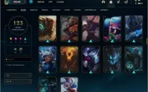 Conta unranked com 123 skins e TODOS os champs