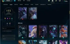 Conta unranked com 123 skins e TODOS os champs