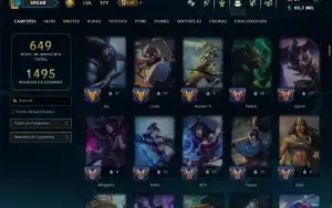 Platina 4 com TODOS os Champs e 254 Skins ( MAIN ADC )