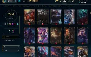 Unranked com TODOS os champs e 264 Skins ( MAIN ADC )