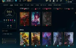Unranked com TODOS os champs e 264 Skins ( MAIN ADC )