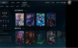 Conta LOL diamante 5 +300 skins, 4 ultimate 4hex e senti hex