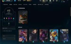 Unranked com 95 Champs e 42 Skins ( ex bronze )