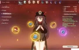 Conta Genshin Impact HuTao AR 37 + 14k Primogems