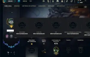 Unranked com 135 Champs e 112 Skins