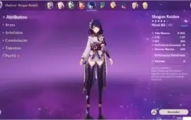 Conta com Ayaka, Shogun, Kokomi, Jean e Amos
