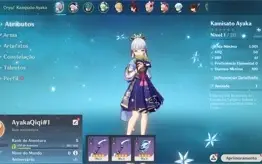 Conta Genshin Impact AR 5 com Kamisato Ayaka e Qiqi