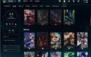Conta ouro 2 com 82 Champs e 63 Skins + 800 RP