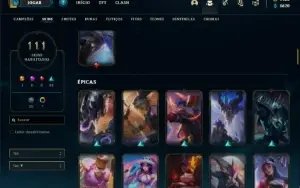 Conta Unranked com TODOS os champs e 111 Skins + 1400 RP