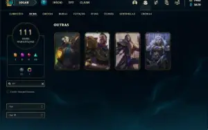 Conta Unranked com TODOS os champs e 111 Skins + 1400 RP