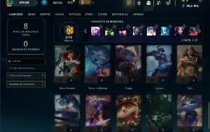 Unranked com 31 Champs e 2 Skins ( ex platina )